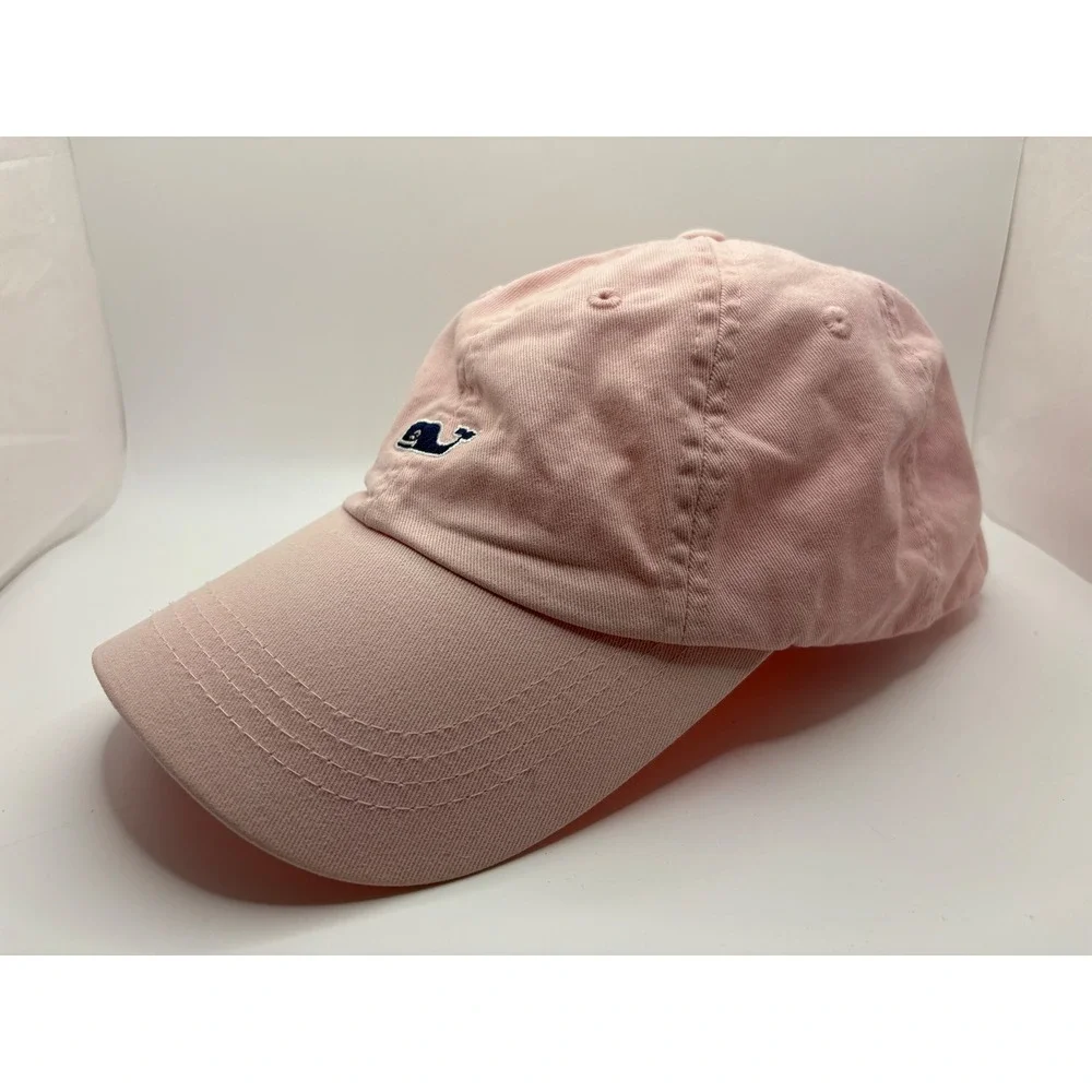 Vineyard Vines Womens Pink Cotton Whale Logo Adjustable Baseball Cap Hat